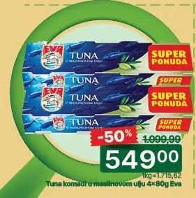 Tuna komadi u maslinovom ulju 4x80g Eva