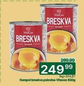 Kompot breskva polovine Vitacon 820g