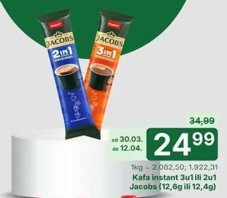 Kafa instant 3u1 ili 2u1 Jacobs (12,6g ili 12,4g)