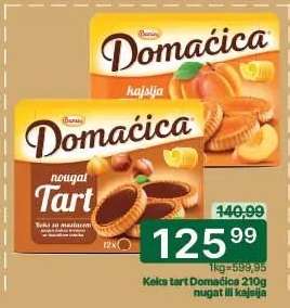 Keks tart Domaćica 210g nugat ili kajsija