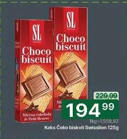 Keks čoko biskvit swisslion 125g