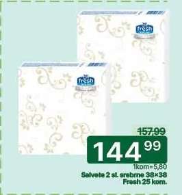 Salvete 2 sl. srebrne 38×38 Fresh 25 kom.