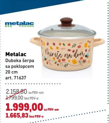 Metalac Duboka šerpa sa poklopcem 20 cm