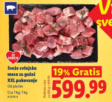 Sveže svinjsko meso za gulaš XXL pakovanje