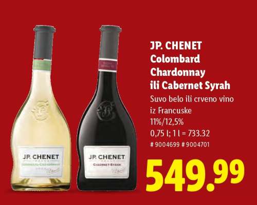 JP. CHENET Colombard Chardonnay ili Cabernet Syrah