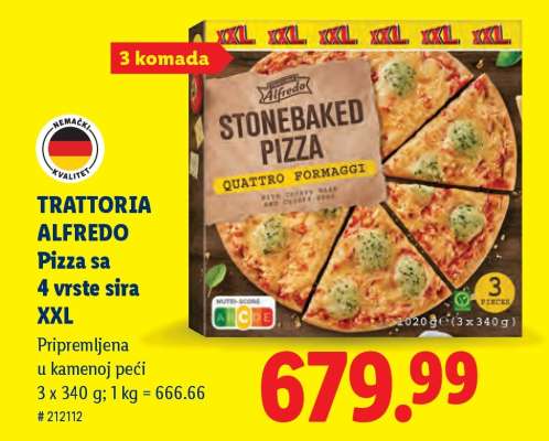 Trattoria Alfredo Pizza sa 4 vrste sira XXL