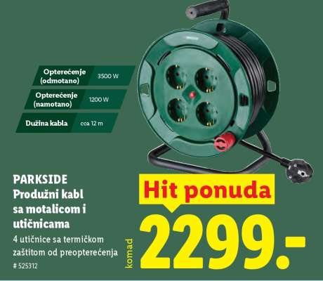 PARKSIDE Produžni kabl sa motalicom i utičnicama