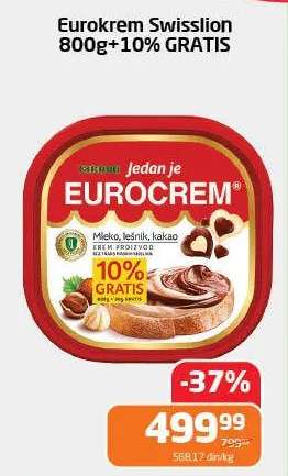 Eurokrem Swisslion 800g+10% GRATIS