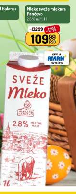 Mleko sveže mlekara Pančevo