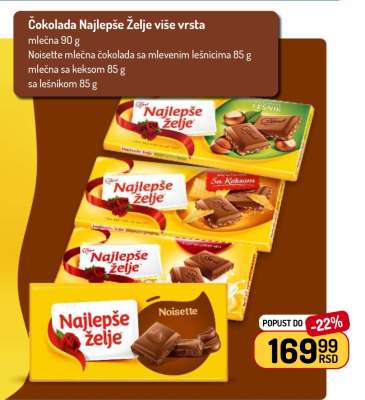 Čokolada Najlepše želje više vrsta