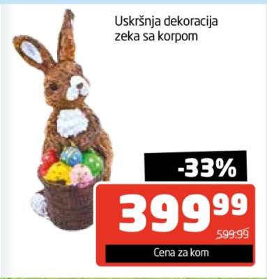 Uskršnja dekoracija zeka sa korpom