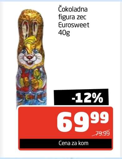Čokoladna figura zec Eurosweet 40g
