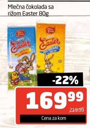 Mlečna čokolada sa rižom Easter 80g