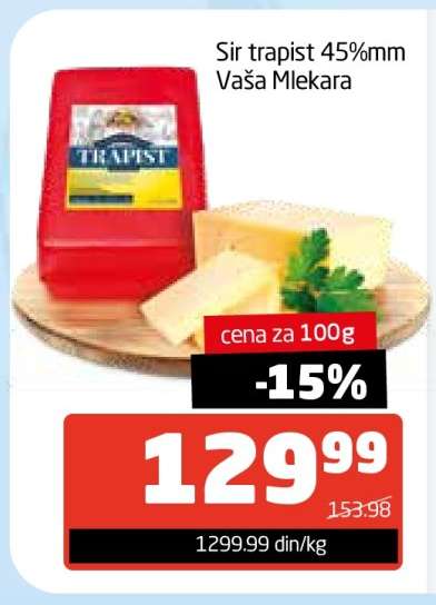 Sir trapist 45%mm Vaša Mlekara