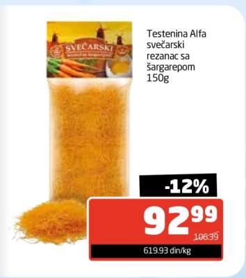 Testenina Alfa svečarski rezanac sa šargarepom 150g