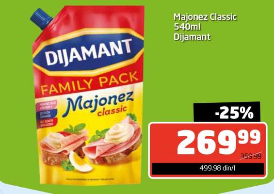 Majonez Classic 540ml Dijamant