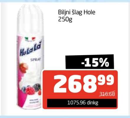 Biljni šlag Hole 250g