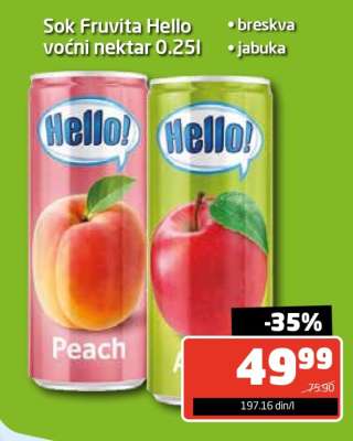 Sok Fruvita Hello voćni nektar 0.25l