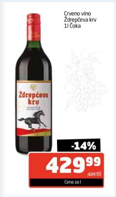 Crveno vino Ždrepčeva krv 1l Čoka