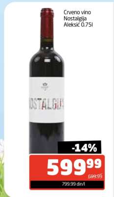 Crveno vino Nostalgija Aleksić 0.75l