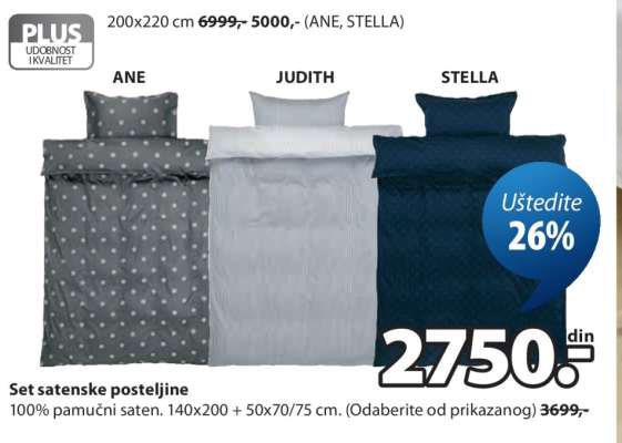 SET SATENSKE POSTELJINE