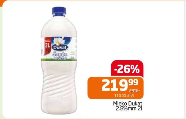 Mleko Dukat 2.8%mm 2l