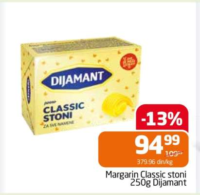 Margarín Classic stoni 250g Dijamant