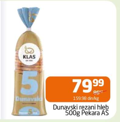 Dunavski rezani hleb 500g Pekara AS