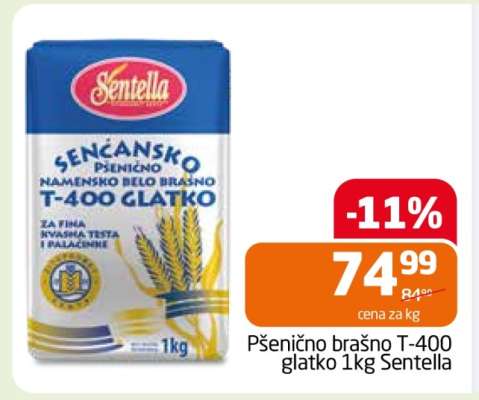 Pšenično brašno T-400 glatko 1kg Sentella