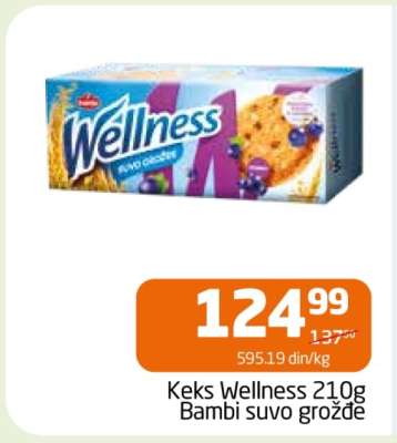 Keks Wellness 210g Bambi suvo grožđe
