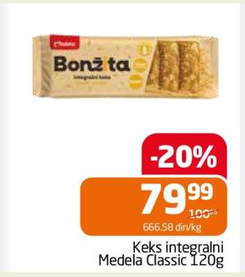 Keks integralni Medela Classic 120g