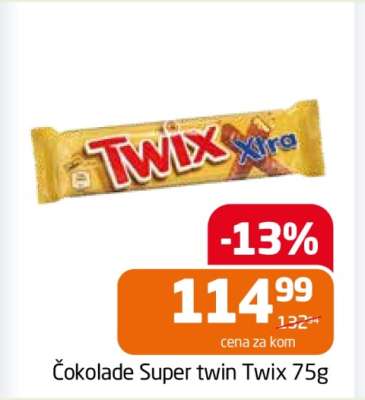 Čokolade Super twin Twix 75g