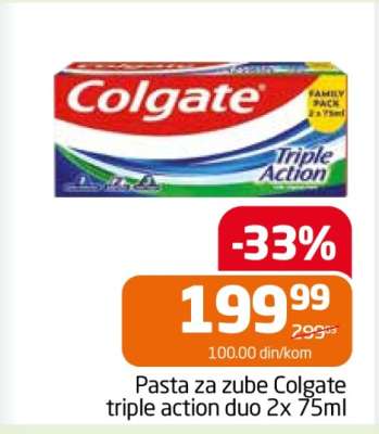 Pasta za zube Colgate triple action duo 2x 75ml