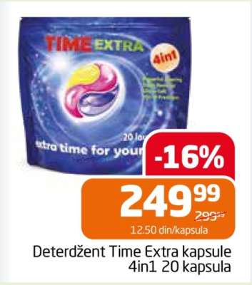 Deterdžent Time Extra kapsule 4in1 20 kapsula