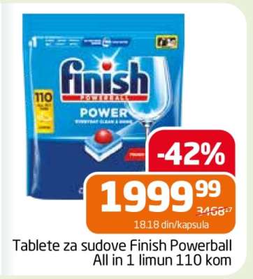 Tablete za sudove Finish Powerball All in 1 limun 110 kom
