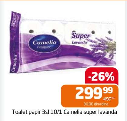 Toalet papir 3sl 10/1 Camelia super lavanda