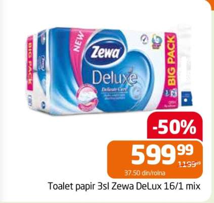 Toalet papir 3sl Zewa DeLux 16/1 mix
