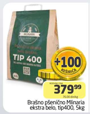 Brašno pšenično Mlinaria ekstra belo, tip400, 5kg