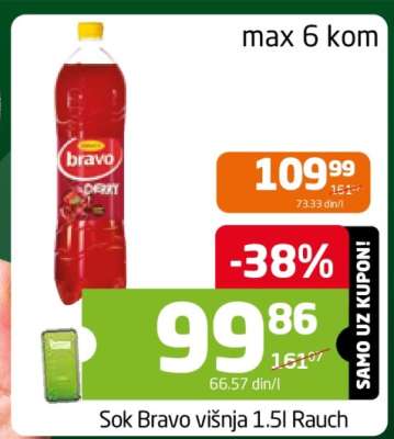 Sok Bravo višnja 1.5l Rauch