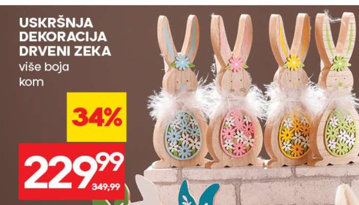 USKRŠNJA DEKORACIJA DRVENI ZEKA