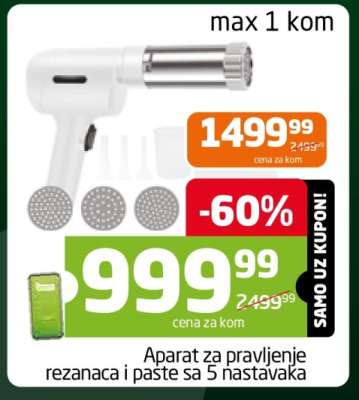Aparat za pravljenje rezanaca i paste sa 5 nastavaka