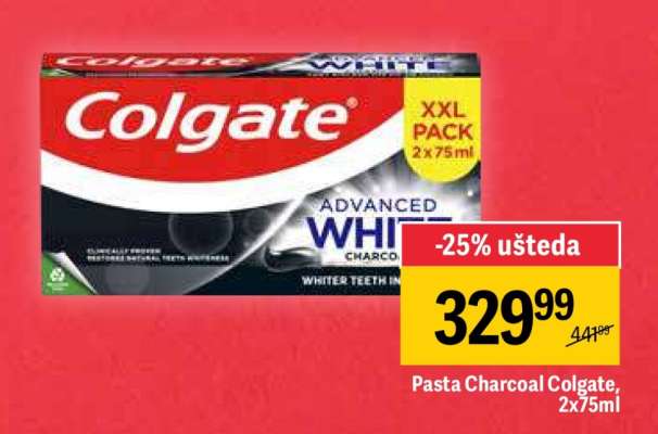 Pasta Charcoal Colgate, 2x75ml