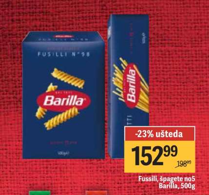 Fussili, špagete no5 Barilla, 500g