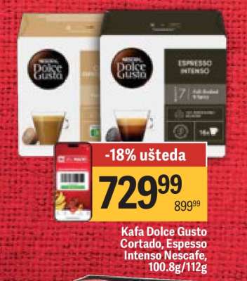 Kafa Dolce Gusto Cortado, Espesso Intenso Nescafe, 100.8g/112g