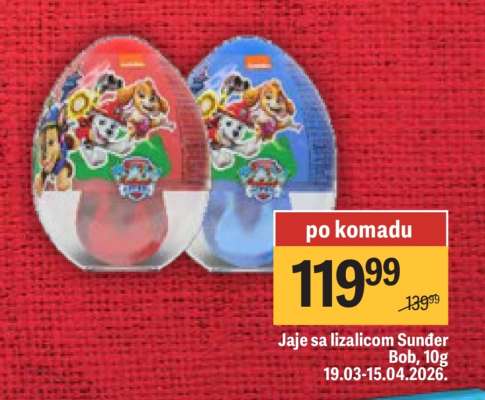 Jaje sa lizalicom Sunder Bob, 10g