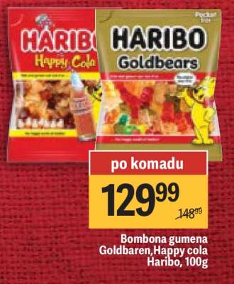 Bombona gumena Goldbaren , Happy cola Haribo 100g