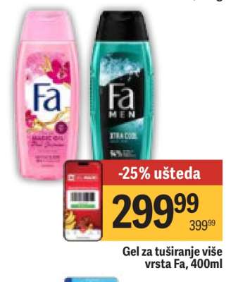 Gel za tuširanje više vrsta Fa, 400ml