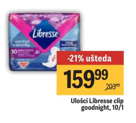 Ulošci Libresse clip goodnight 10/1