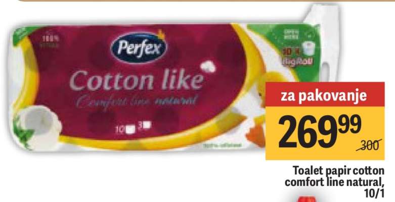 Toalet papir cotton comfort line natural, 10/1