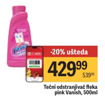 Tečni odstranjivač fleka pink Vanish , 500ml